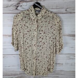Vintage Way to Go Floral Button Down Shirt with Shoulder Pads sz Large New